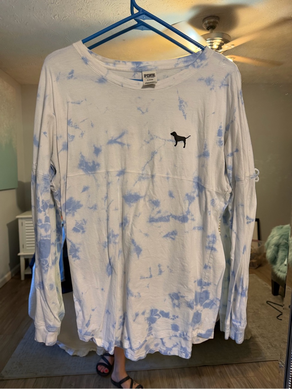 PINK Victoria's Secret White Tie-Dye Crewneck Shirt